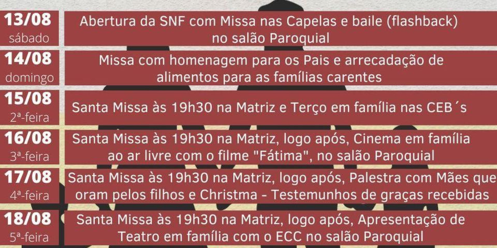 Paróquia celebra a Semana Nacional da Família