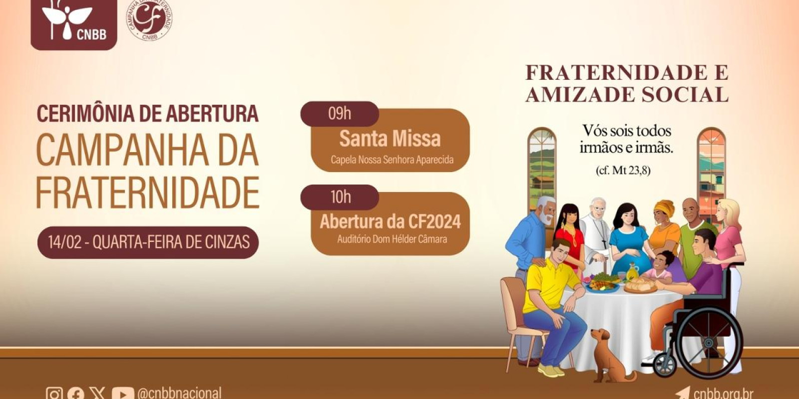 ENCÍCLICA PAPAL FRATELLI TUTT É A GRANDE INSPIRAÇÃO DA CF 2024