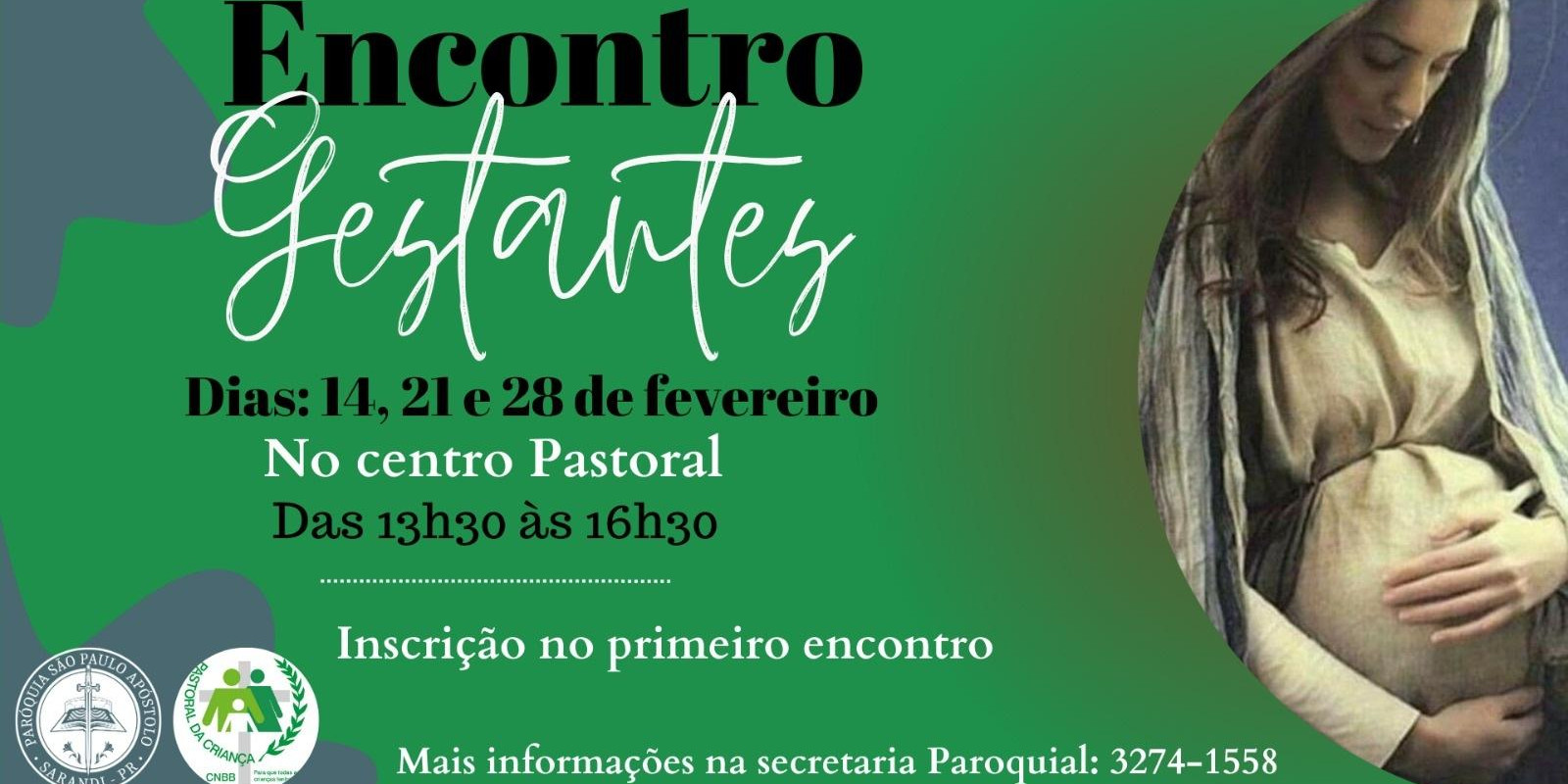 COMEÇA HOJE (14/2) O CURSO DE GESTANTE DA PASTORAL DA CRIANÇA