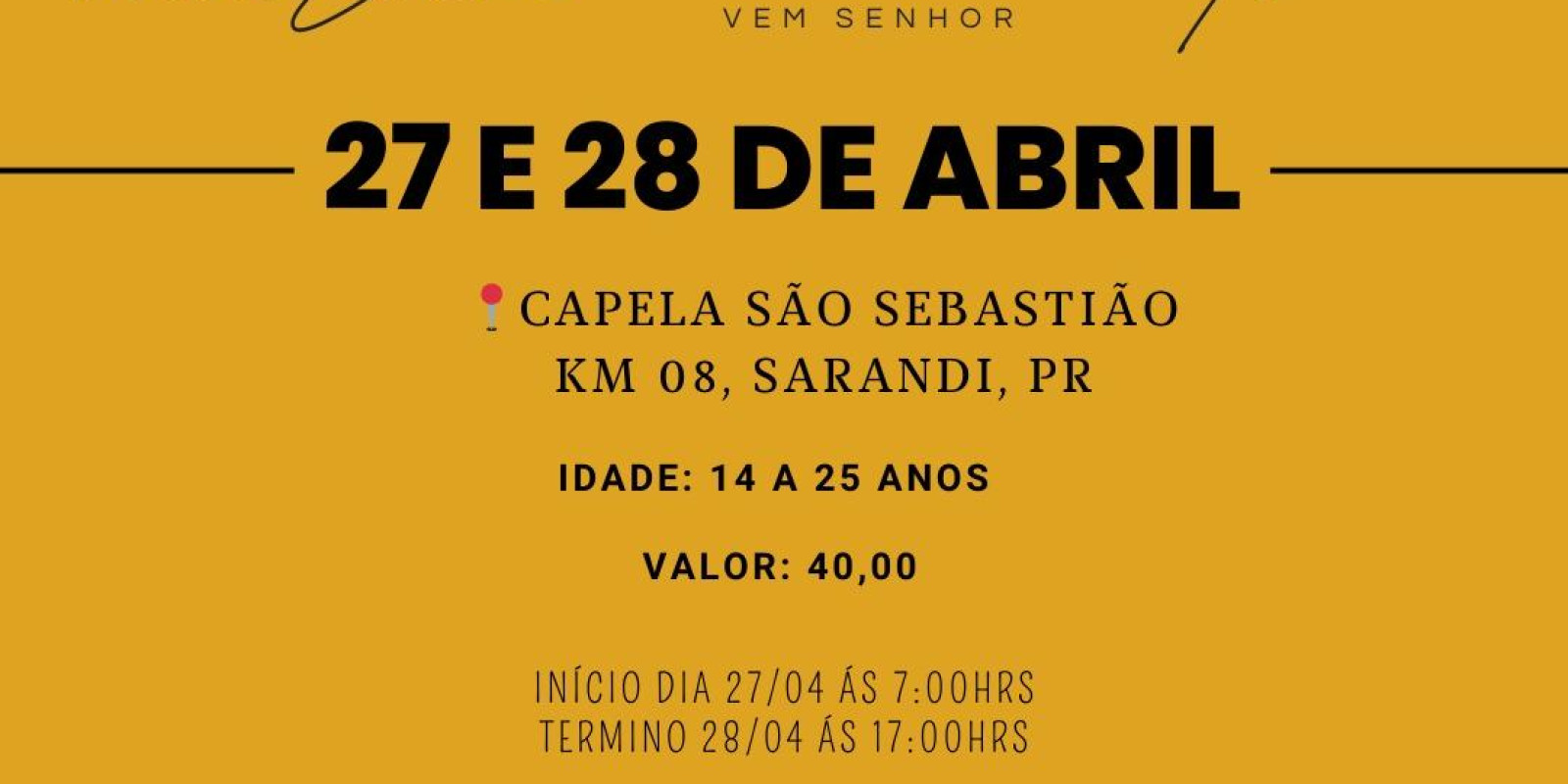 INSCRIÇÕES ABERTAS PARA RETIRO DE JOVENS