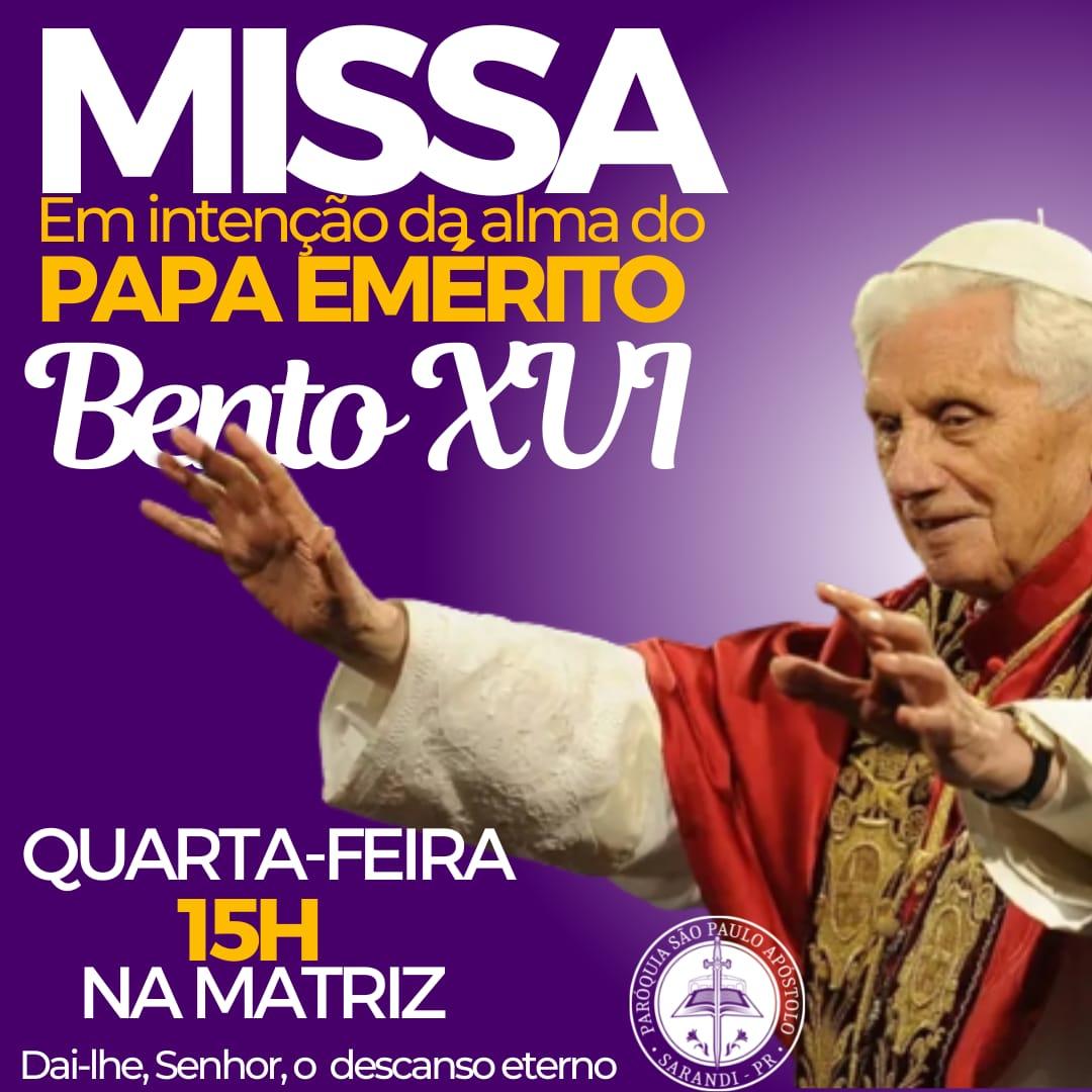 Missa em memória do Papa Emérito Bento XVI será nesta quarta (04/01)