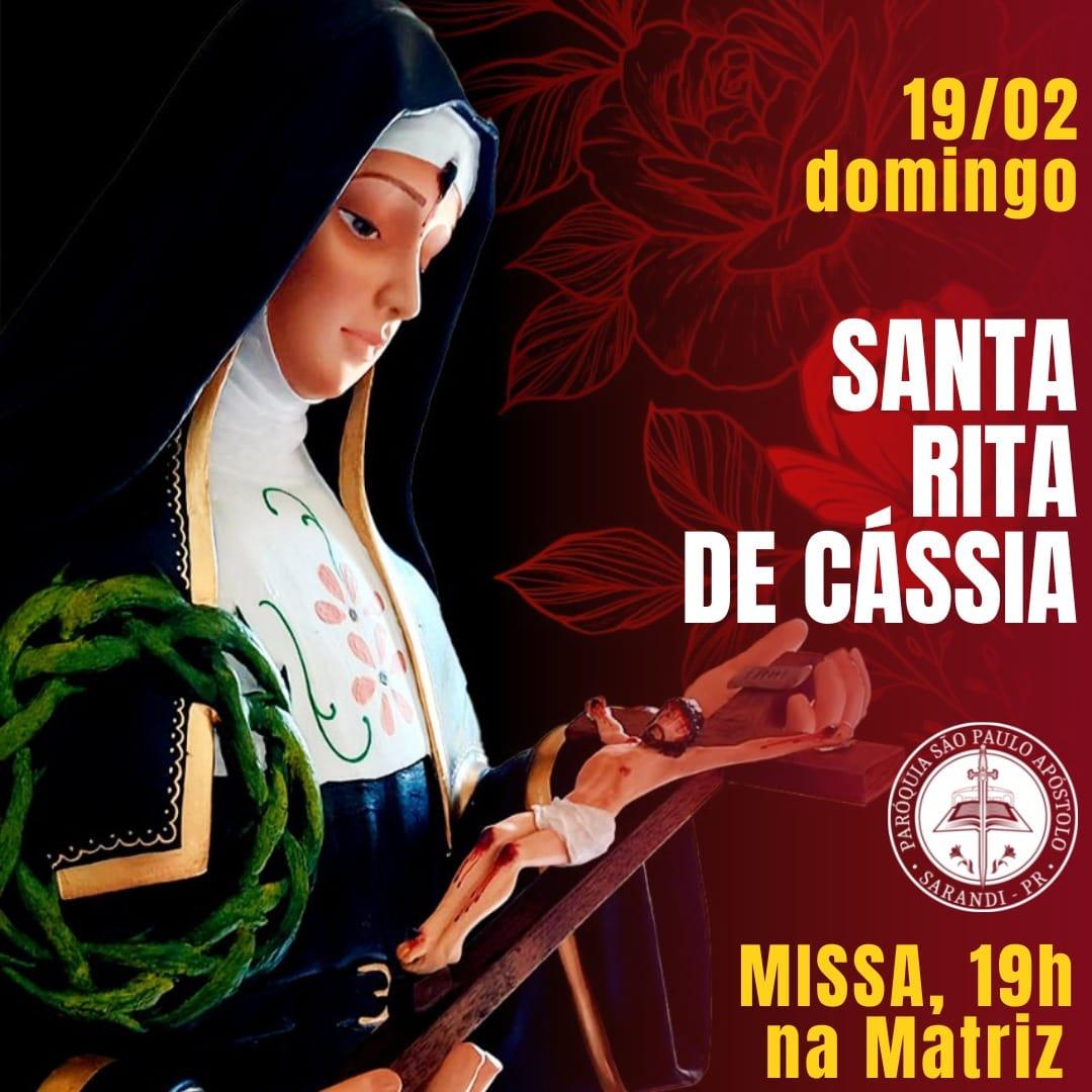 Missa em honra a Santa Rita é antecipada para domingo (19/2) Missa em honra a Santa Rita é antecipada para domingo (19/2)