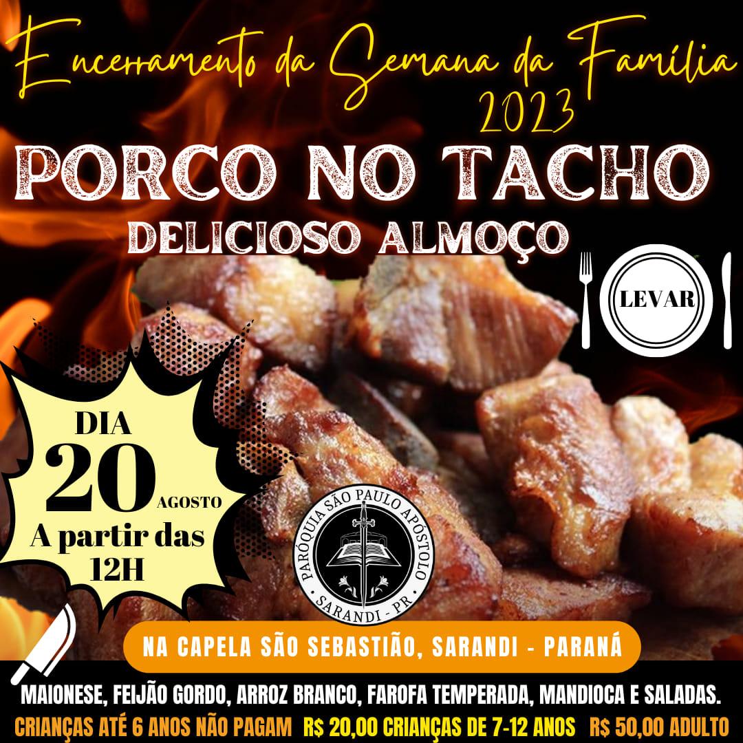 PORCO NO TACHO TEM INGRESSOS LIMITADOS