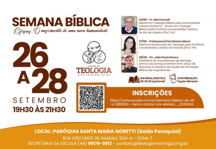 SEMANA BÍBLICA 2023 SERÁ REALIZADA DE 26 A 28 DE SETEMBRO