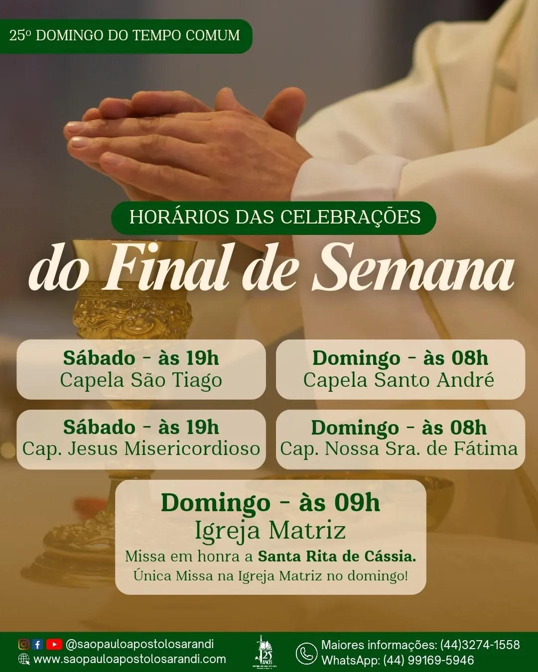 MATRIZ: MISSA EM HONRA A SANTA RITA SERÁ A ÚNICA NO FIM DE SEMANA