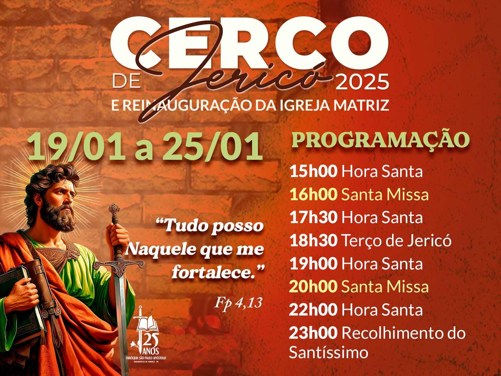 CONFIRA A ESCALA GERAL DOS HORÁRIOS DO CERCO 2025