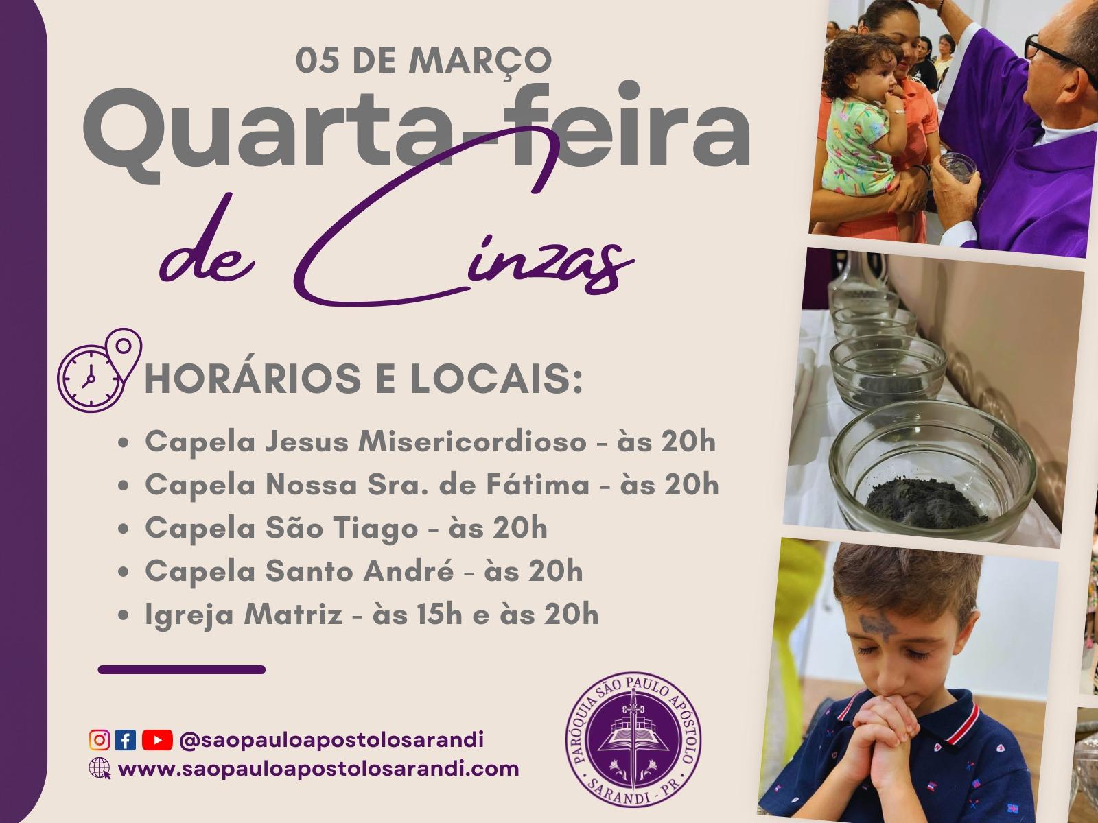 QUARTA-FEIRA DE CINZAS NA MATRIZ E NAS CAPELAS