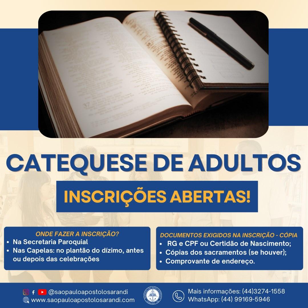 CATEQUESE DE ADULTOS COMEÇA EM ABRIL